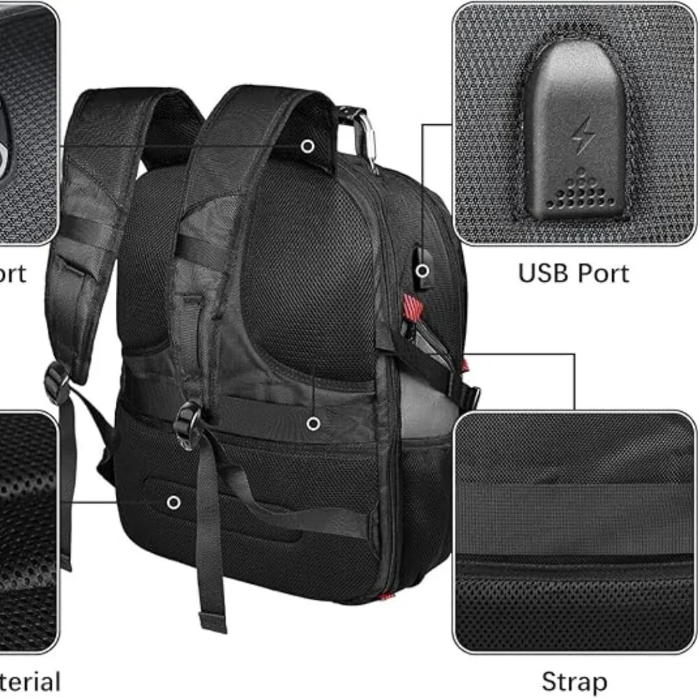 NEW! Topnotch Water-resistant Backpack w/USB/Luggage Strap/Padded Laptop Pocket - Picture 4 of 16